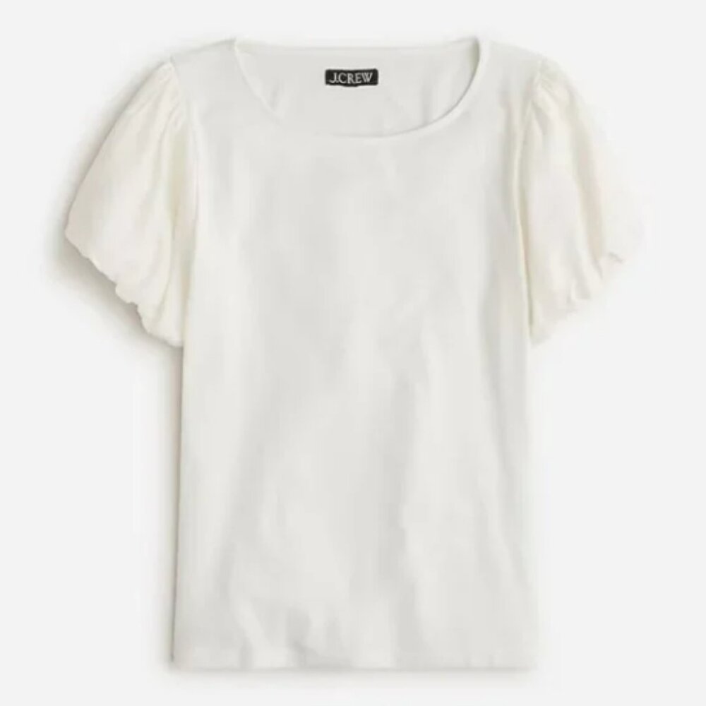 J. Crew Puff Sleeve Tee Ivory Size M